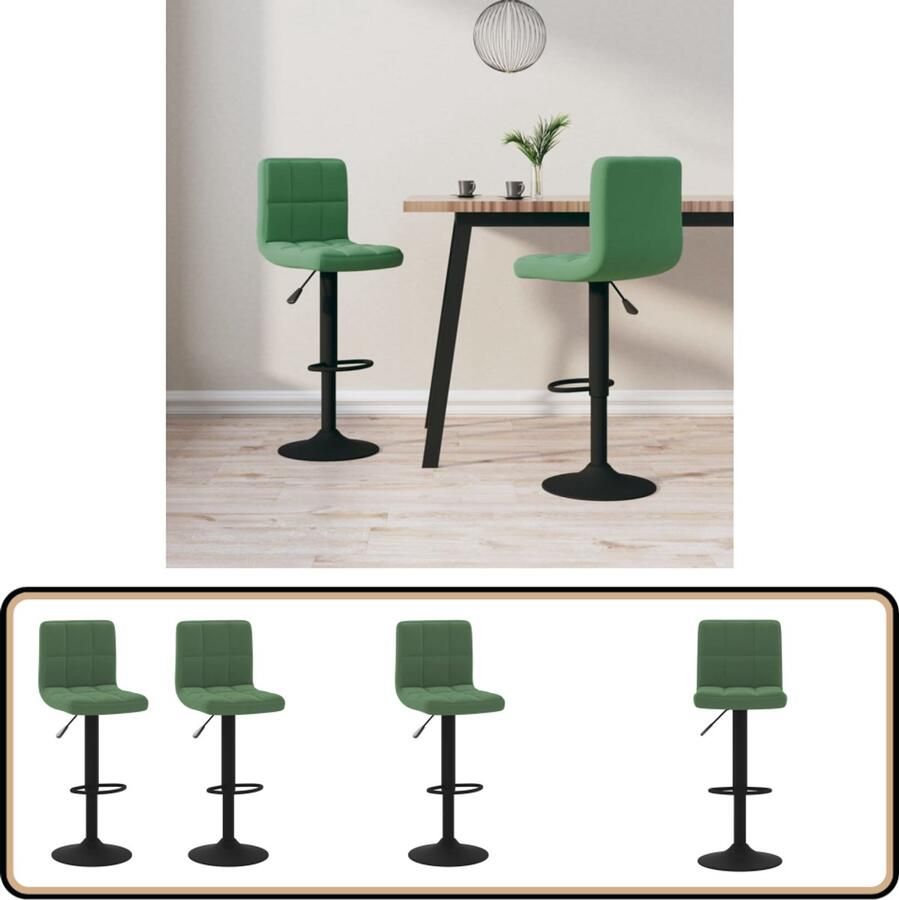 VidaXL Barkrukken Set van 2 Fluweel Donkergroen Barstoel Barkruk Eetkamerstoel Lounge Stoel Fluweel Meubilair