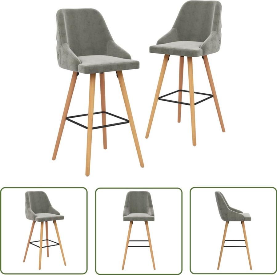 VidaXL Barkrukken Set van 2 Fluweel Lichtgrijs Barstühlen Eetkamerstoelen Lounge Stoel Velvet Meubels Grijze Stoel Modern Design Comfort Hoge Kwaliteit Barkrukken Set Binnenhuisdecoratie