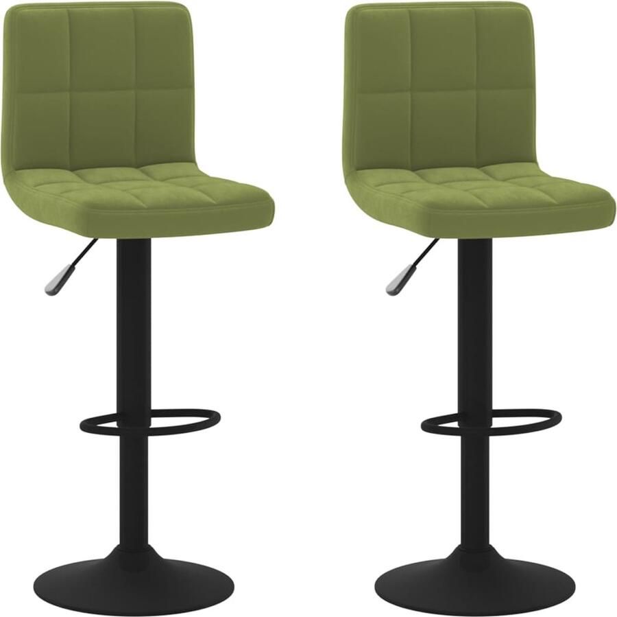 VidaXL Barkrukken Set van 2 Fluweel Lichtgroen Barkruk Barkrukken Barkrukje Barkrukjes