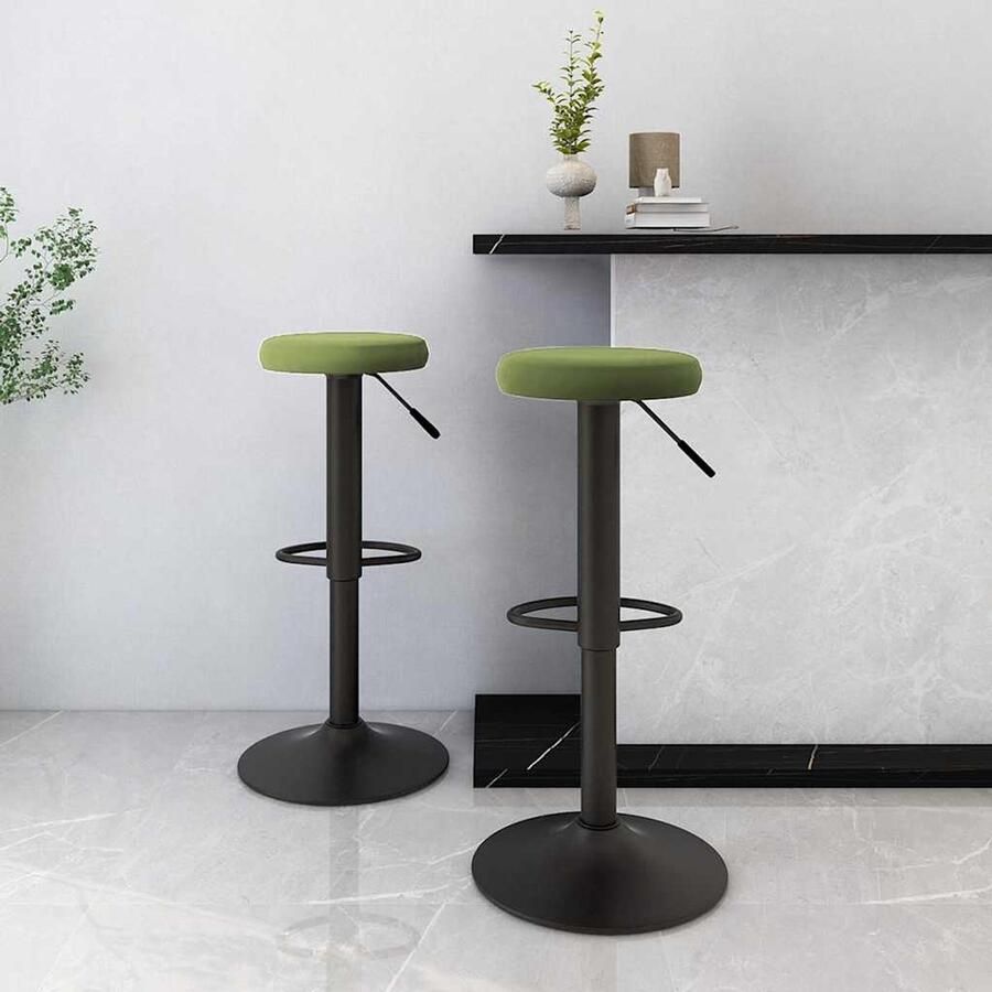 VidaXL Barkrukken Set van 2 Fluweel Lichtgroen Barkrukken Eetkamerstoelen Fluweel Stoel Groene Stoel Design Stoel