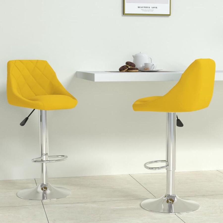 VidaXL Barkrukken Set van 2 Fluweel Mosterdgeel Barstoelen Barkrukken Stoelen Lounge Stoelen Fluweel Meubels Mustard Yellow Furniture Design Stoelen Comfortabele Stoelen - Foto 2