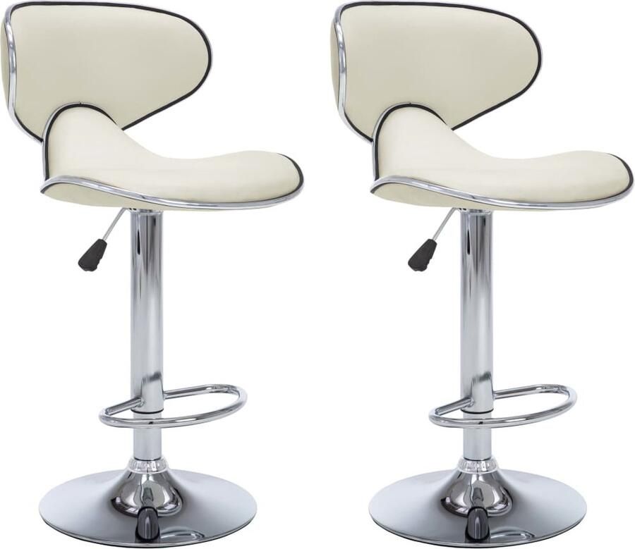 VidaXL Barkrukken Set van 2 Kunstleer Crème Barstooll Krukjes Barkrukken Eetkamerstoelen Comfortabele Stoelen