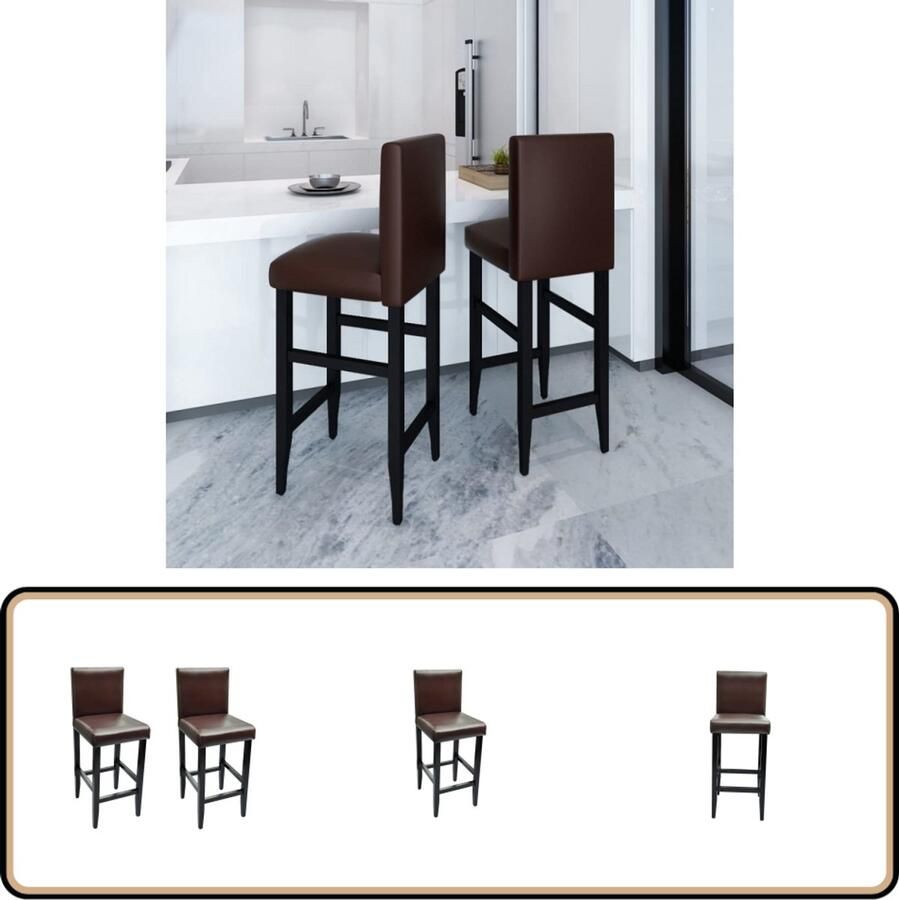 VidaXL Barkrukken Set van 2 Kunstleer Donkerbruin Barstoelen Barkrukken Bruine Barkrukken Design Barkrukken Kunstleder Barkrukken Hoge Barkrukken Vintage Barkrukken Eetkamerstoelen
