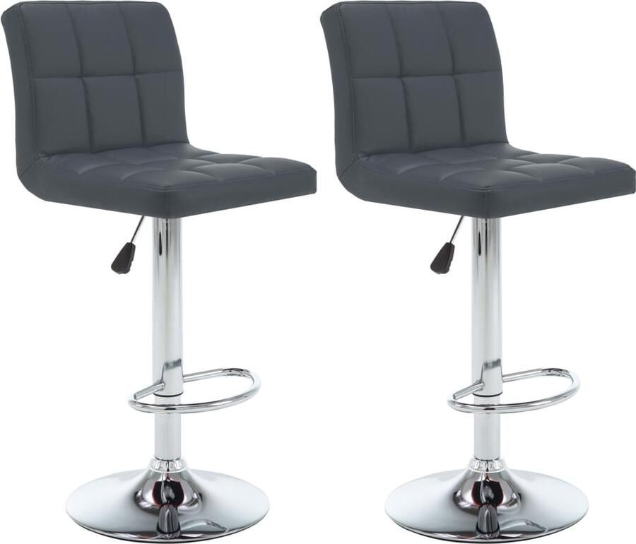 VidaXL Barkrukken Set van 2 Kunstleer Grijs Barstoelen Barkrukken Keukenstoel Eetkamerstoel Design Stoel Grijze Stoel Kunstleder Stoel Verstelbare Stoel Hoge Stoel Set Van 2 Stoelen - Foto 2