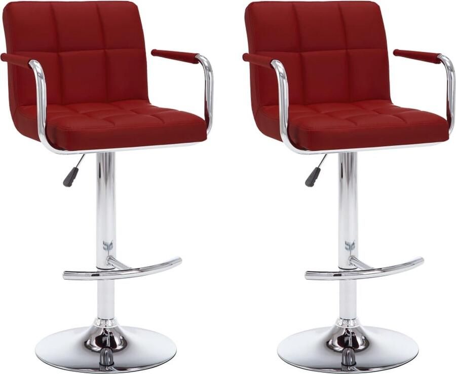 VidaXL Barkrukken Set van 2 Kunstleer Wijnrood Barstoelen Barkrukken Stoelen Design Meubels Kunstleder Rode Stoelen Hoge Stoelen Adjustable Height Chairs - Foto 2
