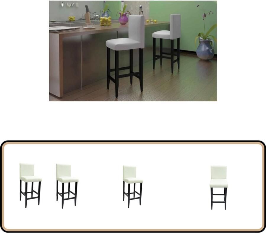 VidaXL Barkrukken Set van 2 Kunstleer Wit Barstoelen Barkrukken Keukenstoelen Eetkamerstoelen Design Meubels
