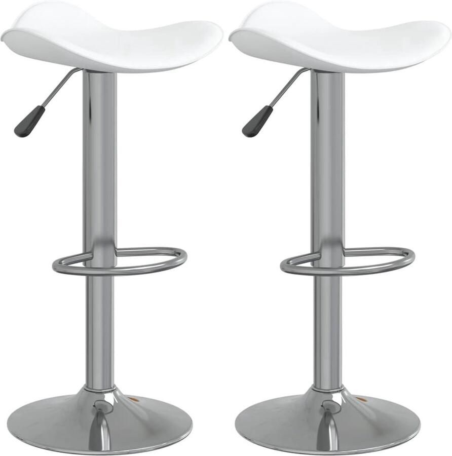 VidaXL Barkrukken Set van 2 Kunstleer Wit Barstoelen Barkrukken Stoelen Meubels Witte Stoelen