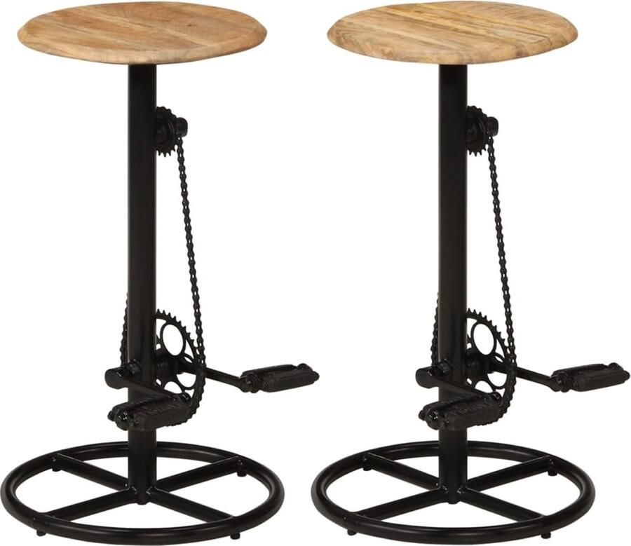 VidaXL Barkrukken set van 2 massief mangohout Barstoel Bruine Barstoel Mangohouten Barstoel Industriele Barstoel Stoere Barstoel Design Barstoel Set Van 2 Barstoelen - Foto 3