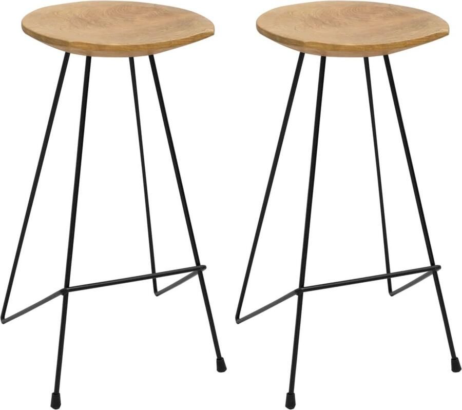 VidaXL Barkrukken Set van 2 Massief Teakhout Krukken Teakhout Barkrukken Stoelen Keukenbar Eetkamer Design Vintage Rustic - Foto 2