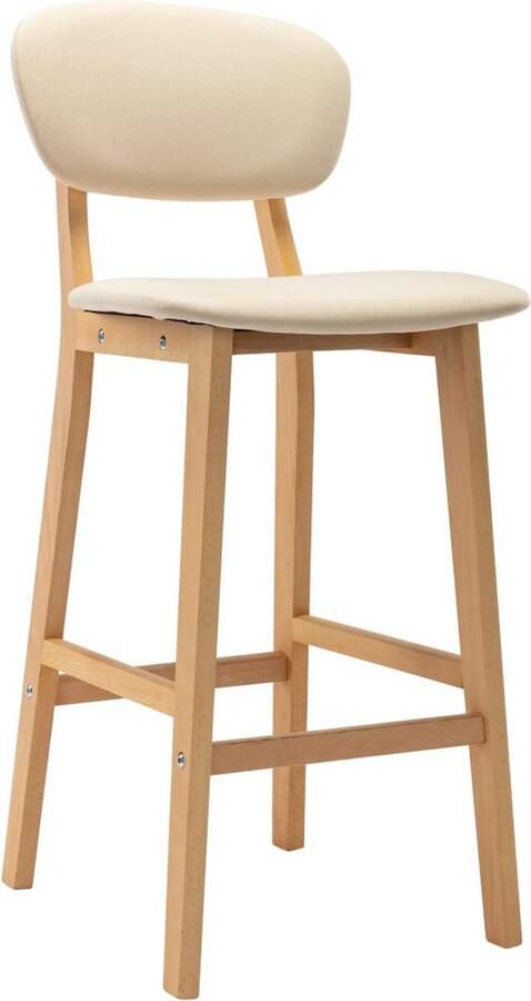 VidaXL Barkrukken Set van 2 Stof Crèmekleurig Barstühlen Krukjes Eetkamerstoelen Design Meubels Creme Kleuren
