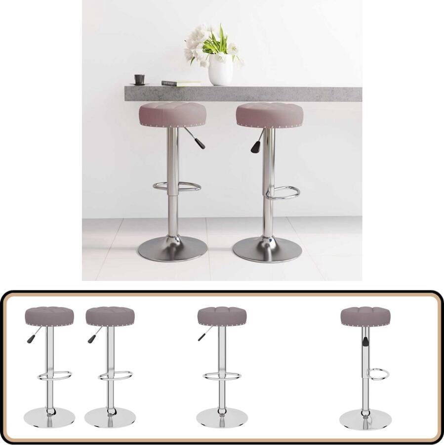 VidaXL Barkrukken Set van 2 Stof Taupe Barstoel Barkruk Keukenstoel Eetkamerstoel Stoffen Barkruk