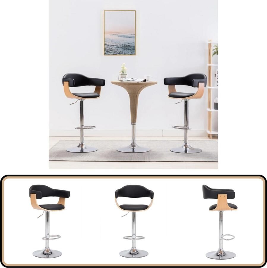 VidaXL Barkrukken set van 2 Zwart en lichtbruin Barstoelen Barkrukken Zwarte Stoelen Bruine Stoelen Kunstleder Meubels Adjustable Height Chairs Dining Chair Kitchen Stools Modern Furniture