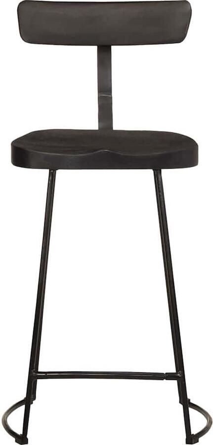 VidaXL Barkrukken Set van 2 Zwart Mangohout Barkruk Barkrukken Stoel Ontbijt Barkruk