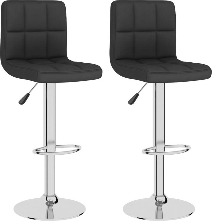 VidaXL Barkrukken Set van 2 Zwart Stof Barstoel Barkruk Stoel Eetkamerstoel Zittend Lounge Gezellig Koffiehoek Terras Balkon Buitenruimte Industrieel Minimalistisch Modern