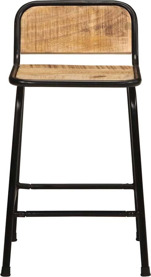 VidaXL Barkrukken Set van 4 Massief Mangohout Barkrukken Houten Stoelen Keukenstoelen Eetkamerstoel Industrieel Meubilair