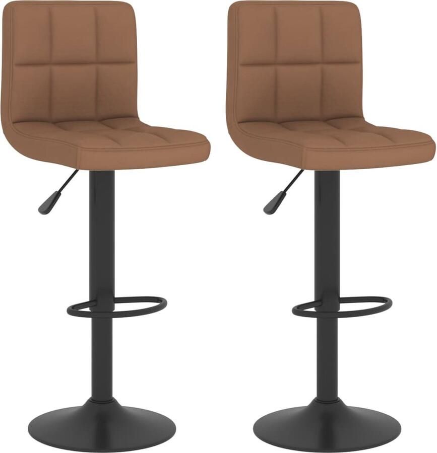VidaXL Barkrukken Stof 2 stuks Bruin Barstoel Barkruk Bruine Stoel Eetkamerstoel Comfortabele Stoel