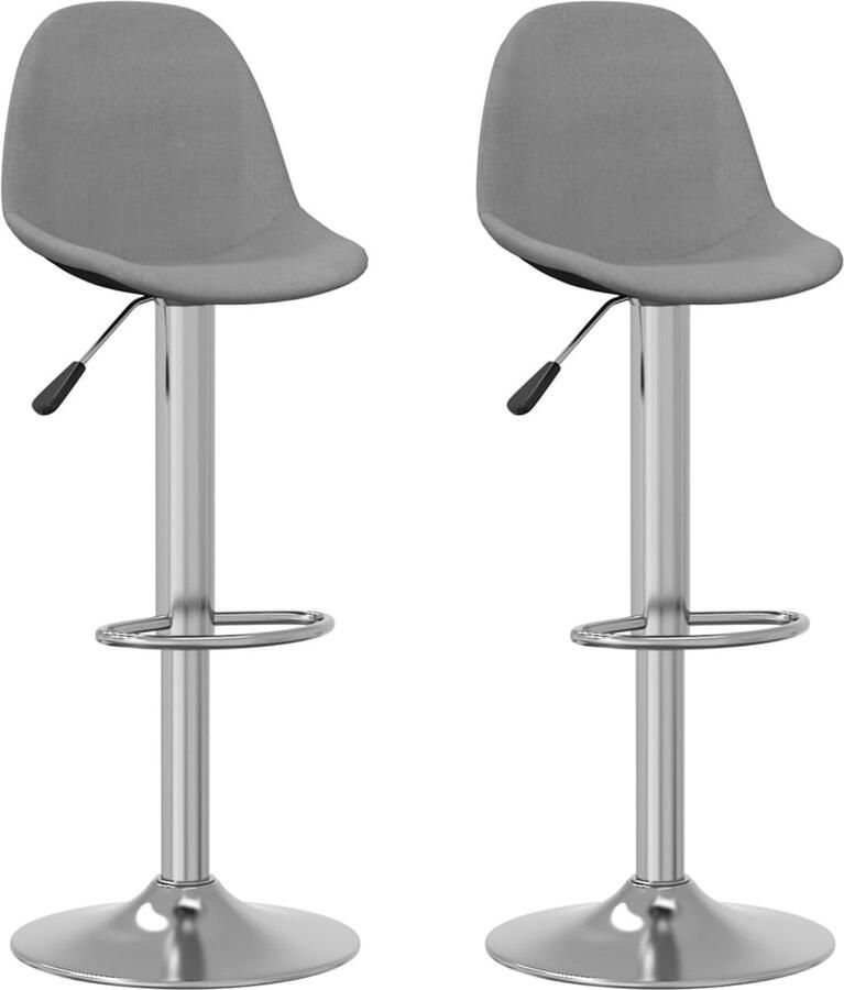 VidaXL Barkrukken Stof Set van 2 Grijs Barstoel Barkruk Eetkamerstoel Stoffen Barkruk Industriële Barkruk Verstelbare Barkruk Hoge Barkruk Grijze Barkruk Set Van 2 Barkrukken - Foto 2