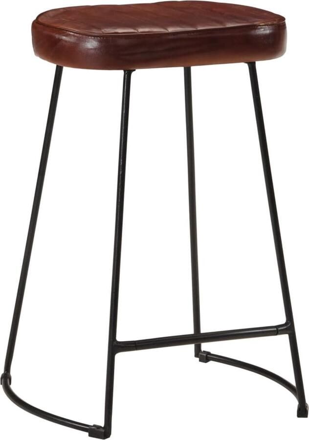 The Living Store Retro Barkrukken Set van 2 Donkerbruin Kunstleer 41x29x62 cm Metalen Frame Stevig en Comfortabel Zitcomfort Retro Barkrukken Vintage Bruine Stoelen Eetkamerstoelen Industriële Meubels