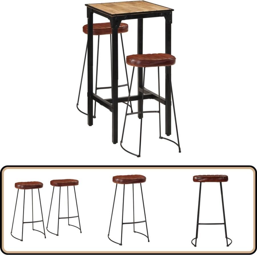 VidaXL Barset 3-delig Mangohout & Metaal Barset Barsets Bar Set Bistroset