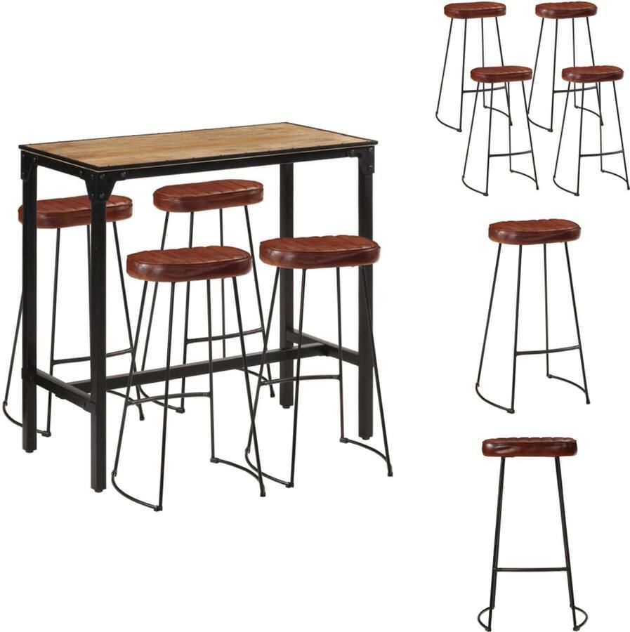 VidaXL Barset Barsets Bar Set Bistroset 5-delige Barset massief ruw mangohout en metaal