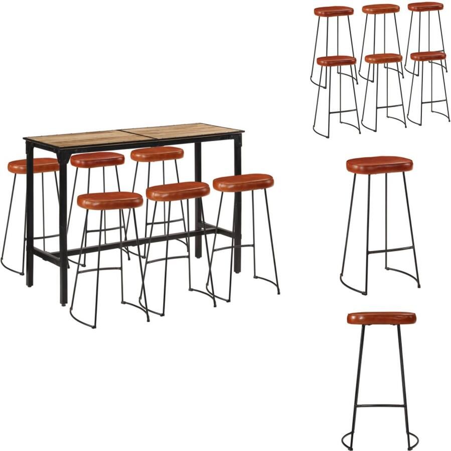 VidaXL Barset Barsets Bar Set Bistroset 7-delige Barset massief ruw mangohout en metaal