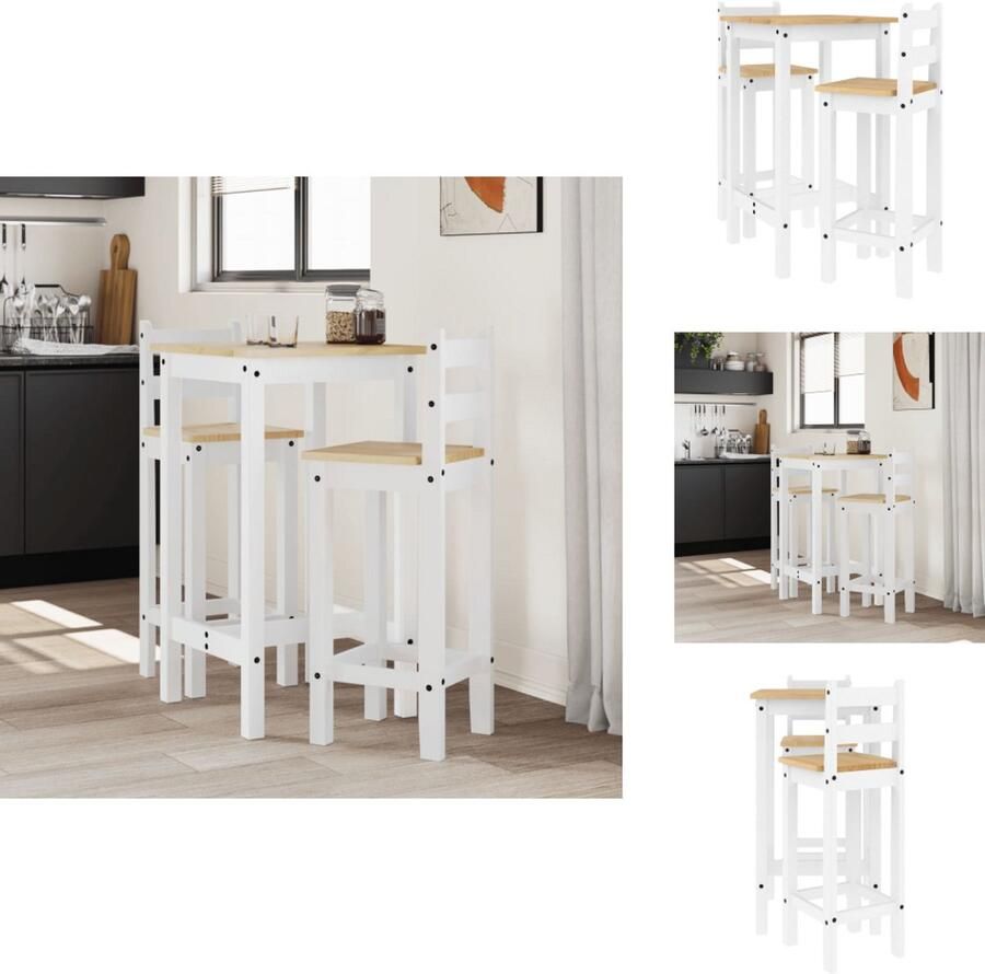 VidaXL Barset Barsets Bistroset Tuinset 3-delige Barset massief grenenhout wit