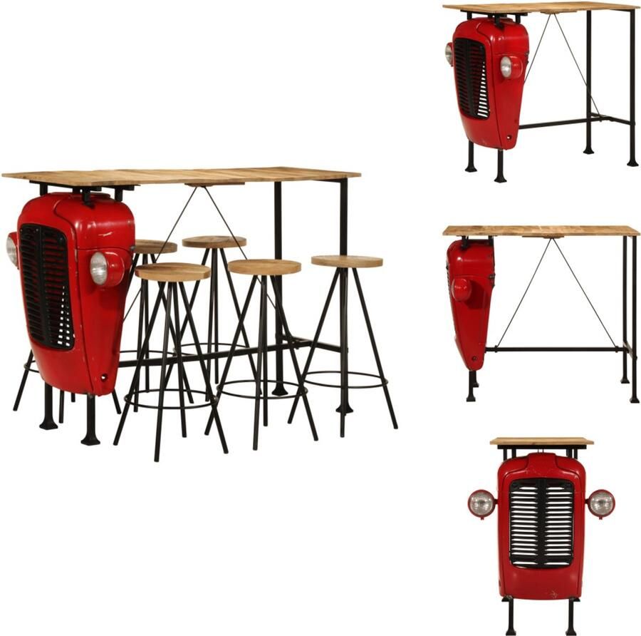 VidaXL Barset Barsets Bistroset Tuinset 7-delige Barset massief mangohout