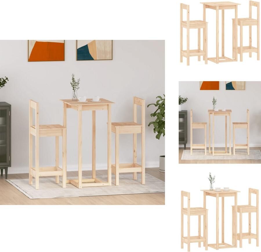 VidaXL Barset Barsets Pubset Bistroset 3-delige Barset massief grenenhout