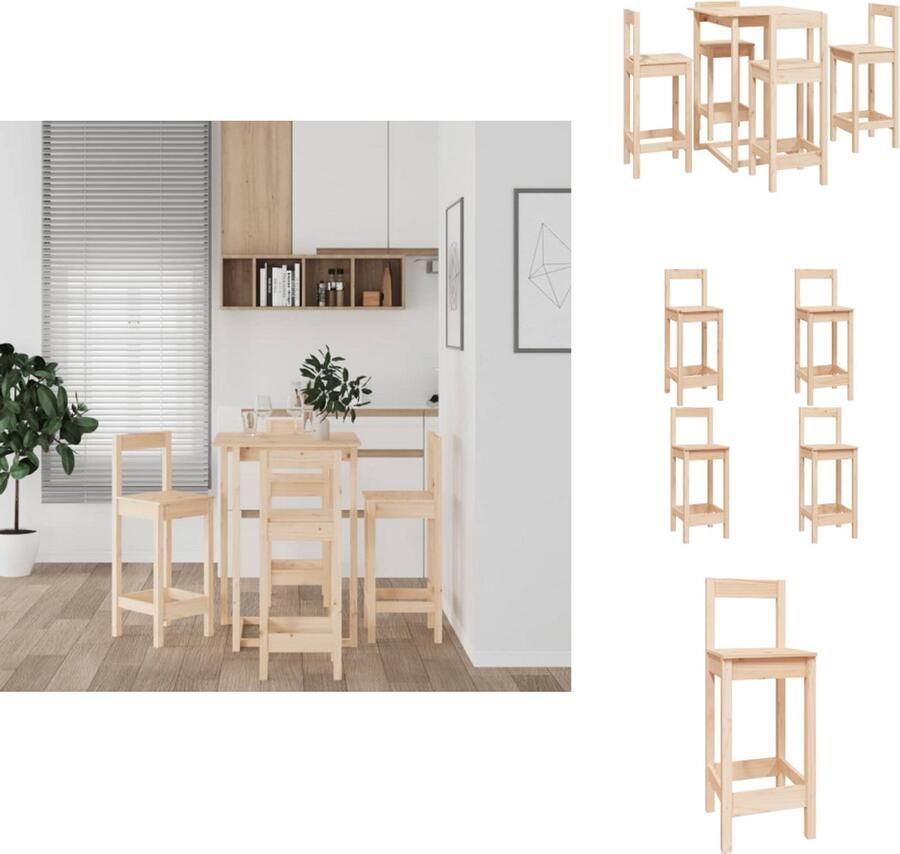 VidaXL Barset Barsets Pubset Bistroset 5-delige Barset massief grenenhout