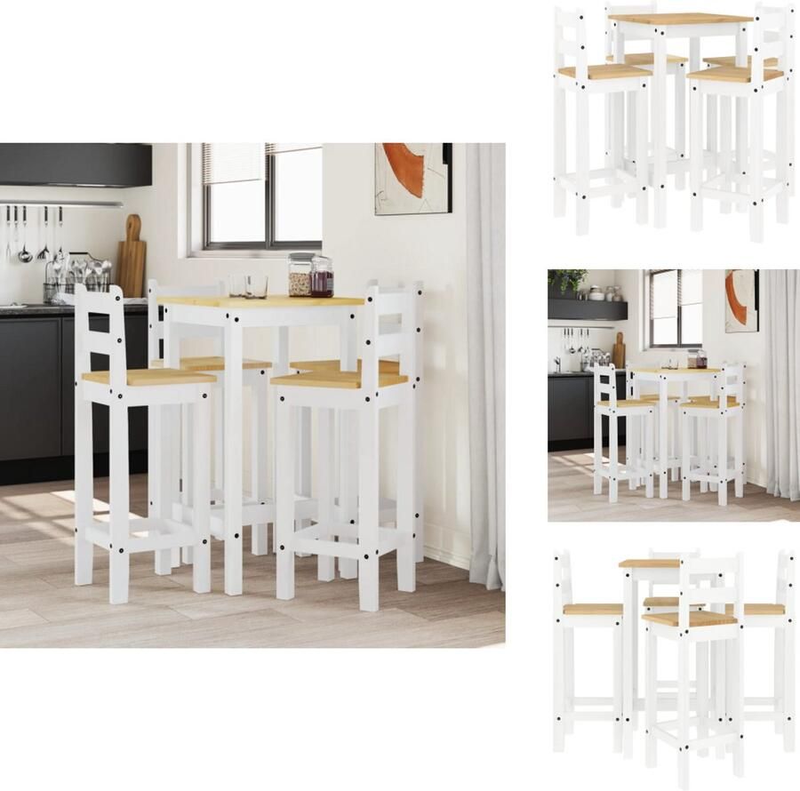 VidaXL Barset Barsets Pubset Bistroset 5-delige Barset massief grenenhout wit