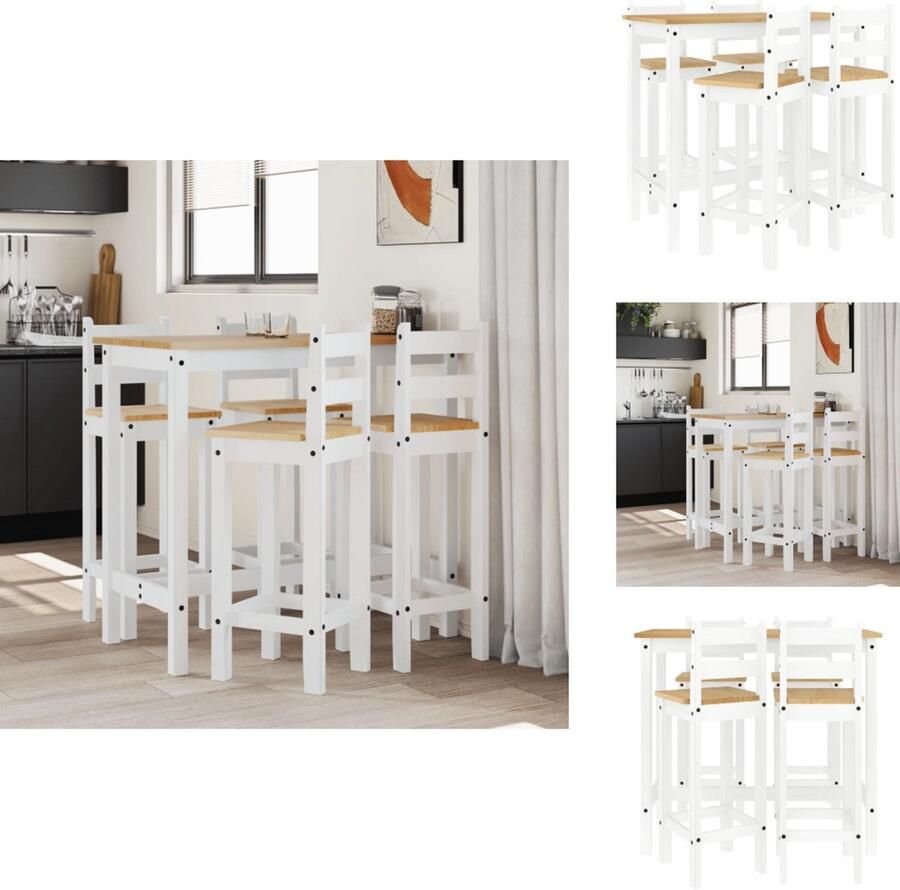 VidaXL Barset Barsets Pubset Bistroset 5-delige Barset massief grenenhout wit