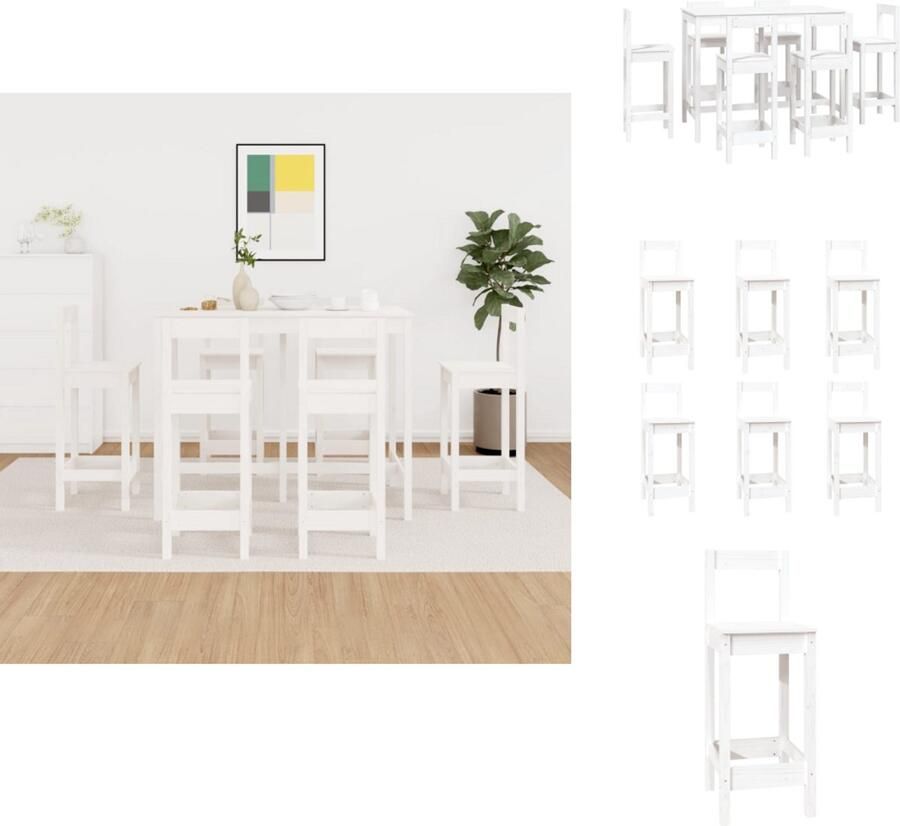 VidaXL Barset Barsets Pubset Bistroset 7-delige Barset massief grenenhout wit