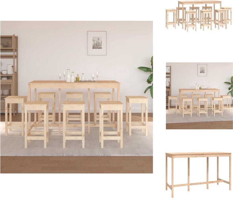 VidaXL Bartafel Houten Massief Grenenhout 180 x 80 x 110 cm Rustieke uitstraling Set tafel en stoelen - Foto 2
