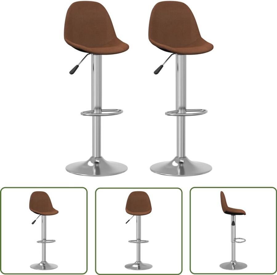 The Living Store Barkrukken 2 st stof bruin Barkrukken Barstoel Kruk Eetkamerstoel Lounge Stoel