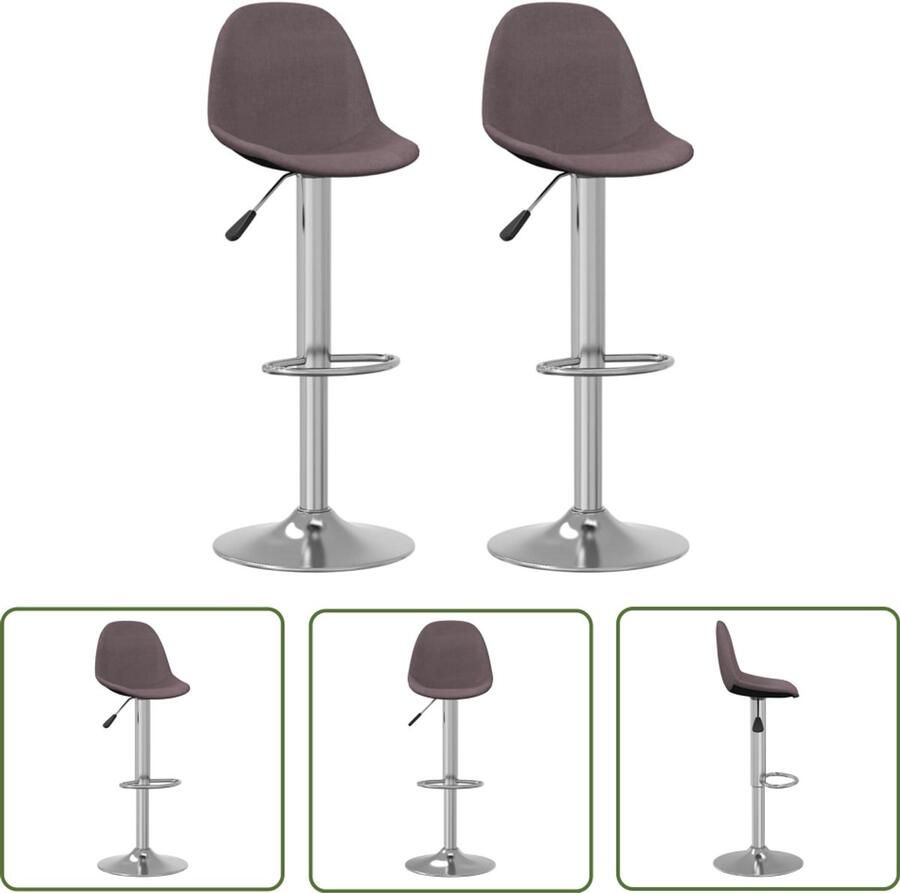 The Living Store Barkrukken 2 st stof taupe Barkrukken Barstoel Taupe Stoffen Barkruk Verstelbare Barkruk