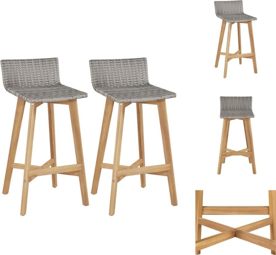 VidaXL Barstoel Barstoelen Barkruk Barkrukken 2 st massief acaciahout