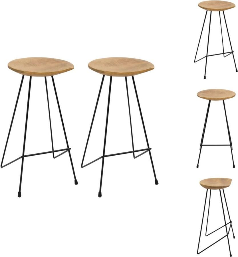 VidaXL Barstoel Barstoelen Barkruk Barkrukken 2 st massief teakhout