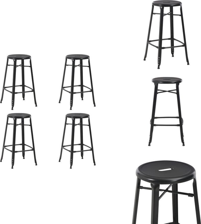 VidaXL Barstoel Barstoelen Barkruk Barkrukken 4 st staal zwart