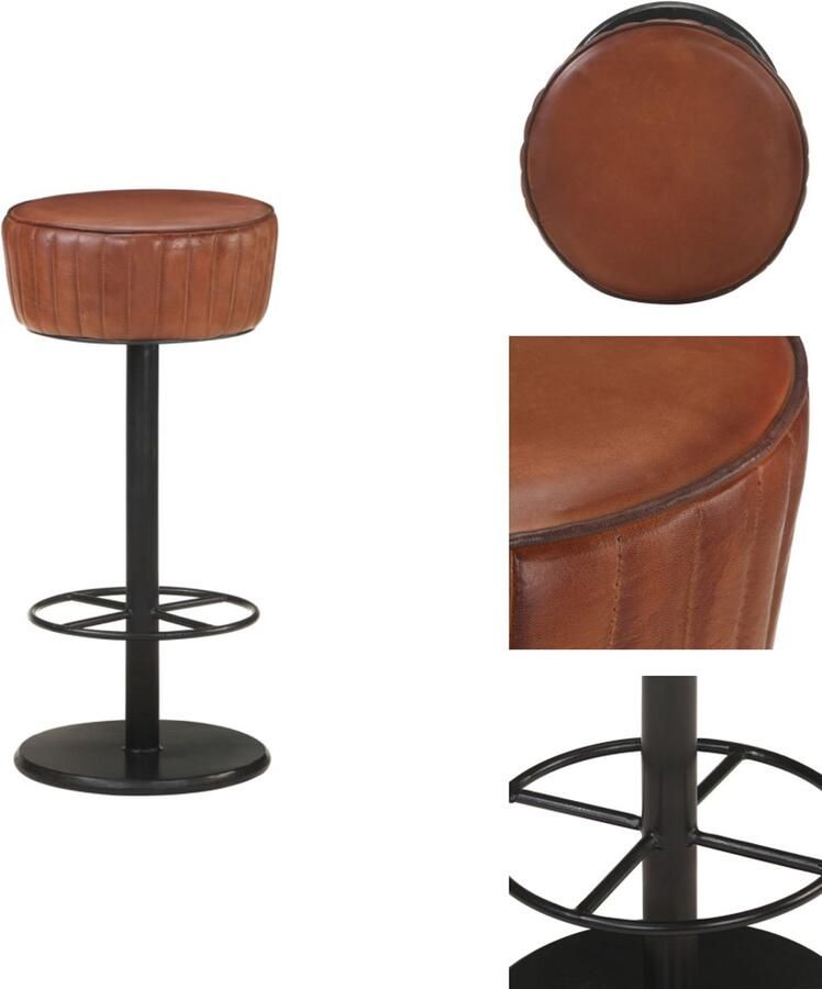 VidaXL Barstoel Barstoelen Barkruk Barkrukken Barkruk echt leer bruin