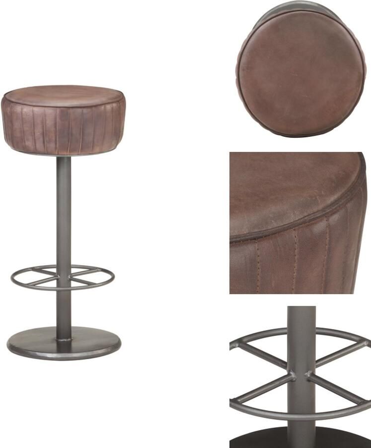 VidaXL Barstoel Barstoelen Barkruk Barkrukken Barkruk echt leer verweerd bruin