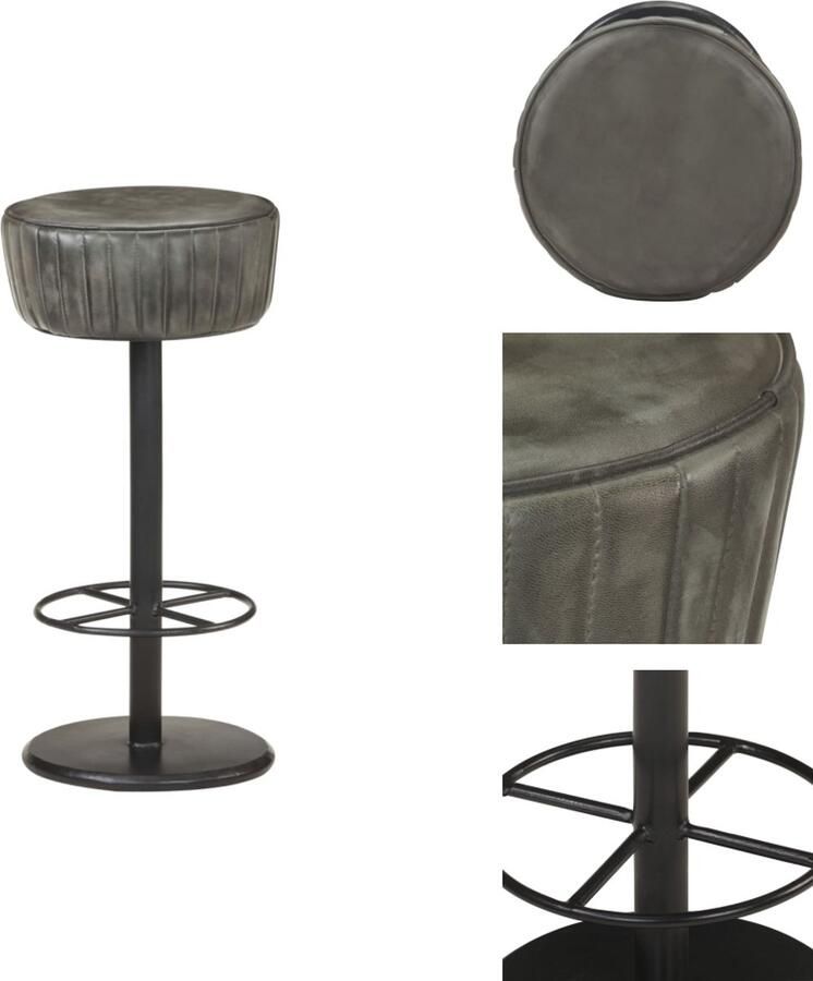VidaXL Barstoel Barstoelen Barkruk Barkrukken Barkruk echt leer verweerd grijs