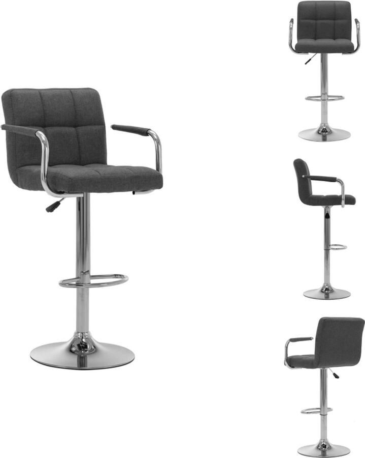 VidaXL Barstoel Barstoelen Barkruk Barkrukken Barstoel stof donkergrijs