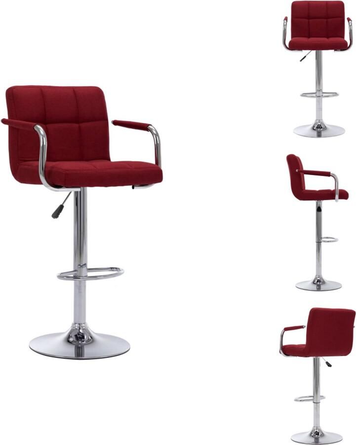 VidaXL Barstoel Barstoelen Barkruk Barkrukken Barstoel stof wijnrood