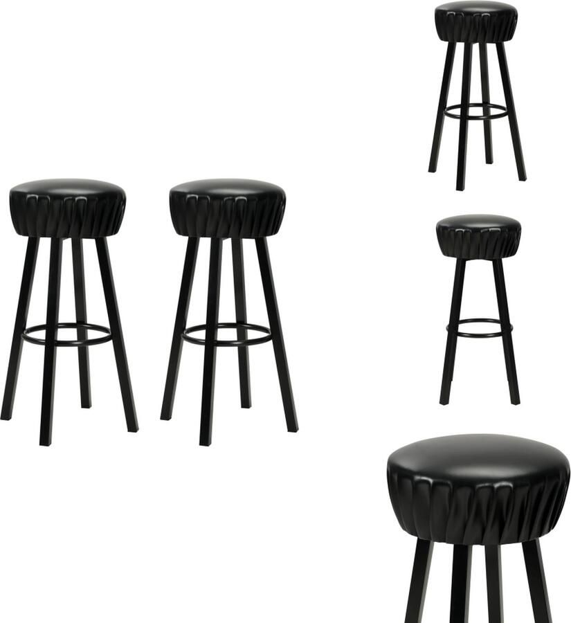 VidaXL Barstoel Barstoelen Barkruk Barkrukken Barstoelen 2 st kunstleer zwart