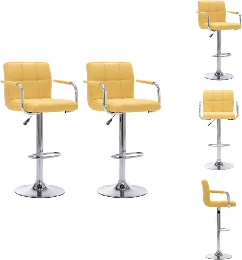 VidaXL Barstoel Barstoelen Barkruk Barkrukken Barstoelen 2 st stof geel