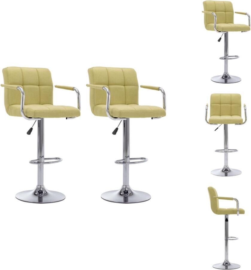 VidaXL Barstoel Barstoelen Barkruk Barkrukken Barstoelen 2 st stof groen