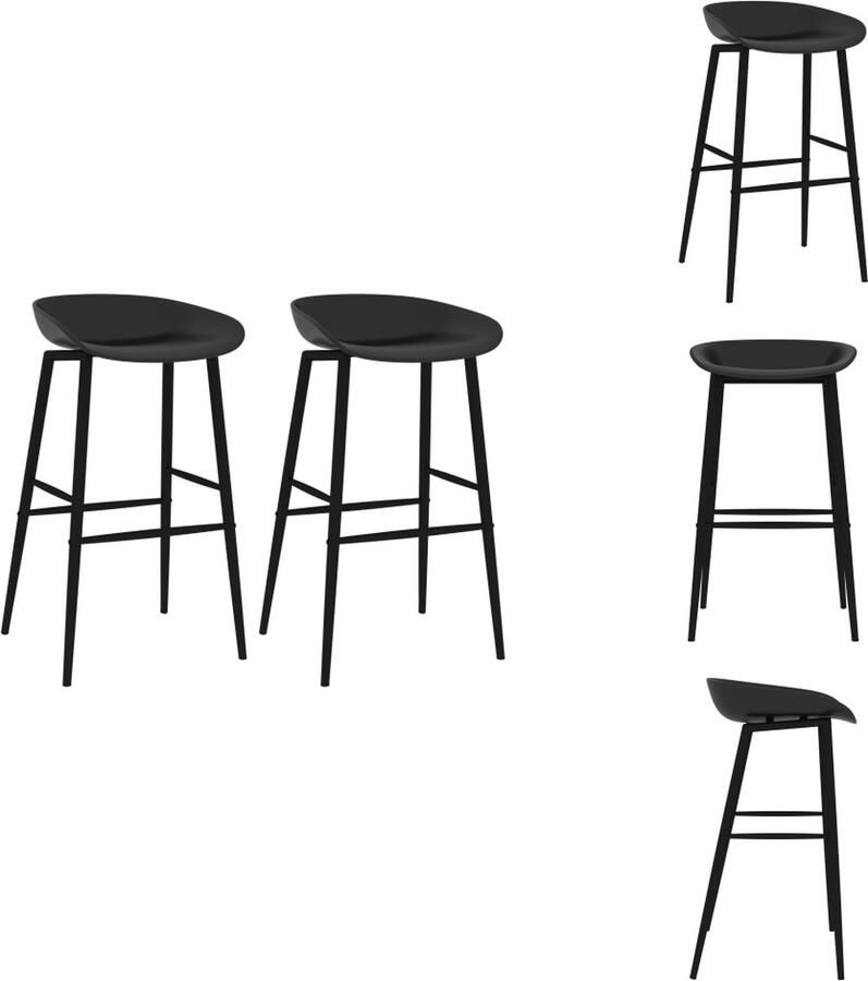 VidaXL Barstoelen Set van 2 PP en metaal 48 x 47.5 x 95.5 cm laag rugleuning Barkruk