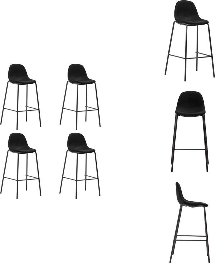 VidaXL Barstoelenset zwart 51 x 49 x 99 cm duurzame stof gepoedercoat frame Barkruk