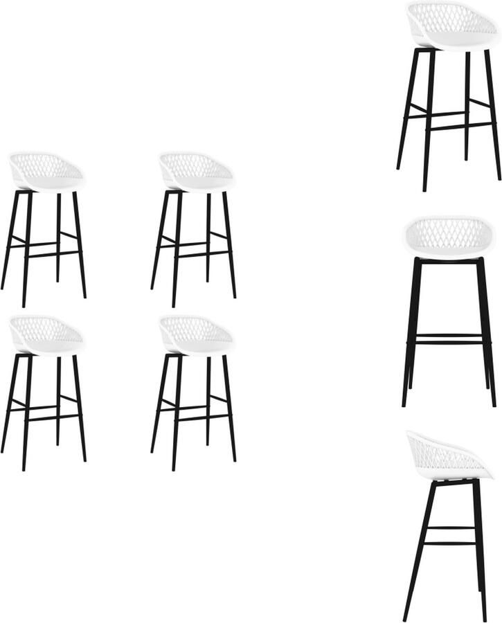 VidaXL Barstoelenset PP en Metalen Barstoelen 48 x 47.5 x 95.5 cm Wit Barkruk