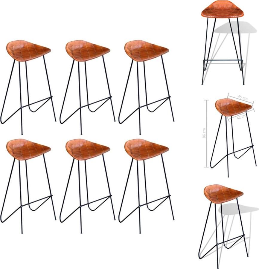 VidaXL Barstoel Barstoelen Barkruk Barkrukken Barstoelen 6 st echt leer bruin